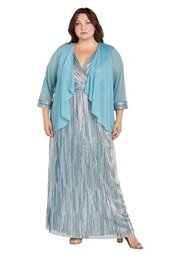 Image of R&M Richards Women's Elegant Matte Chiffon Flyaway Jacket W /Maxi Crinkle Dress | Two-Piece Evening Event & Parties