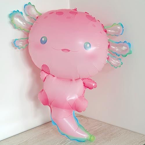 Image of 17Pcs Axolotl Balloons /Cute Axolotl Birthday Party Decorations /Aluminum Foil Axolotl Inflatable Balloon for Summer Beach Party Supplies /Animal Protection Theme Activities /Summer Camps /Beach Picnics