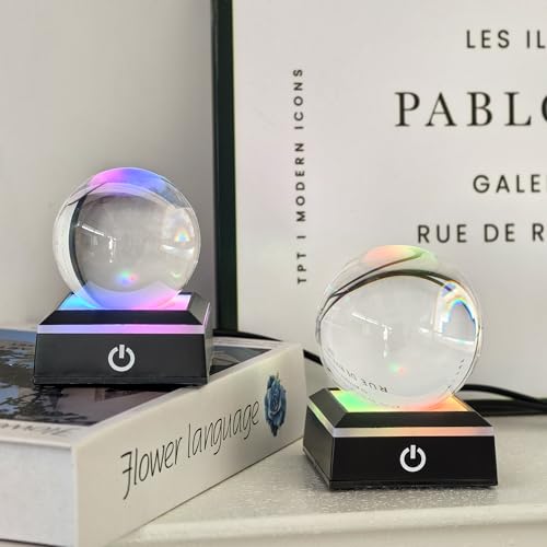 Image of LED Crystal Display Base - 6-Color Touch Light for 3D Glass Art, Home Decor & Gift Display (2.68x2.68in ABS Platform) Set of 2
