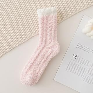 Calcetines Gruesos De Invierno Cálidos para Mujer, Calcetines Mullidos para Dormir, Calcetines De Nailon De Terciopelo Suave Blanco Térmico Bonito Coloridos, Calcetines De Invierno