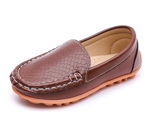 LONSOEN Boys Girls Slip On Loafers Dress Shoes Little Kid, Brown 11 by LONSOEN - Used condition - Image 6