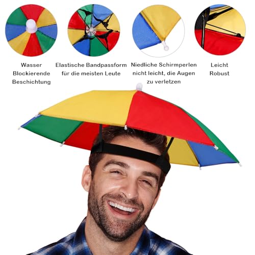 Puedno 4 sztuki parasola kapelusze tęczowe parasole, kapelusze na słońce, deszcz, składany kapelusz parasolowy, wędkarstwo, parasol, wielokolorowy