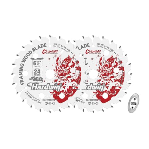 Hardwin 6-1/2'' 24 Teeth Circular Saw Blade for Wood Cutting - 2-Piece Set