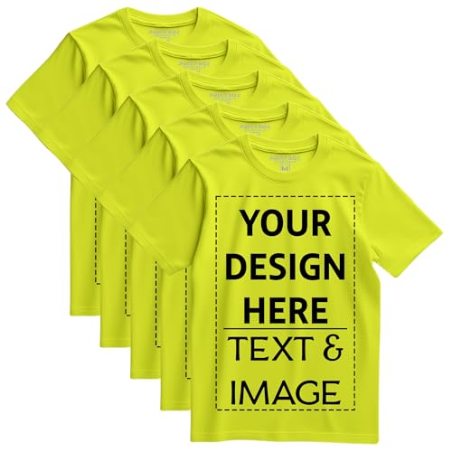5 Pack Custom Shirts for Men Women, Unisex Style Customized T Shirt, Design Your Own Small Business Birthday Graduation Tops Black3