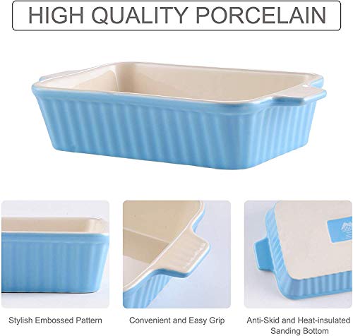 Malacasa Ceramic Bakeware Set, Rectangular Baking Dishes Set Of 2 (12"/13.3"), Blue Casserole Dish Lasagna Pans For Cooking Baking Set For Pie, Casserole And Tapas, Series Bake #TOP5
