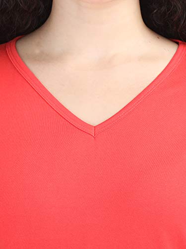 Image of FLEXIMAA Women's Cotton Plain V Neck Full Sleeve T-Shirt