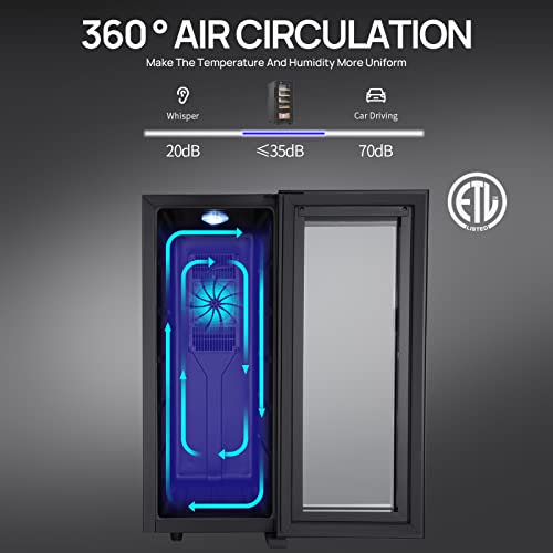 Jinjunye 33L Cigar Humidors With Cooling And Heating, Electirc Cooler Humidor With Spanish Cedar Wood Drawer Shelves, Temperature Control & Hygrometer, Cabinet Humidor, Suitable For Bedroom, Office #TOP4