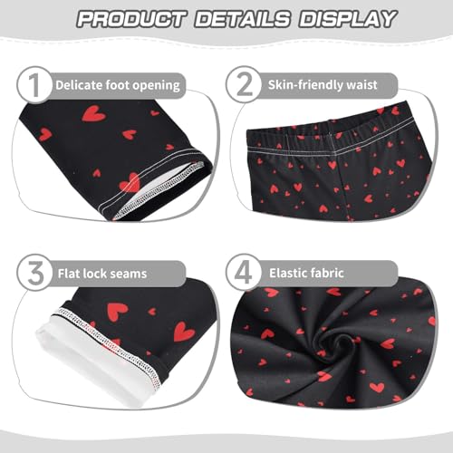Small Red Hearts Girls Leggings,Workout Leggings for Girls Toddler Athletic Legging Size for 3-10T3