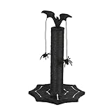 Gothic Cat Scratching Post with Spider Dangling Toys for Indoor Large Cats, Halloween Spooky Cat Scratcher,Activity Cat Play Center Cat Tree Tower Furniture with Cobweb Base,Black,Large