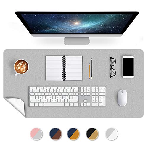 Image of Large Desk Mat Office Desk Pad 24 X 36 Inch PU Leather Desk Blotter Table Protector on Top of Desks Waterproof Desk Writing Cover Mousepad for Laptop Computer Gaming Keyboard Double Sides Gray /White