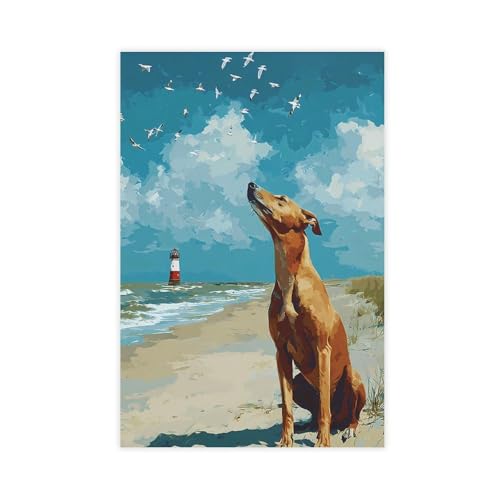 Lévrier majestueux sur toile haut de gamme 61 x 91,4 cm de salon