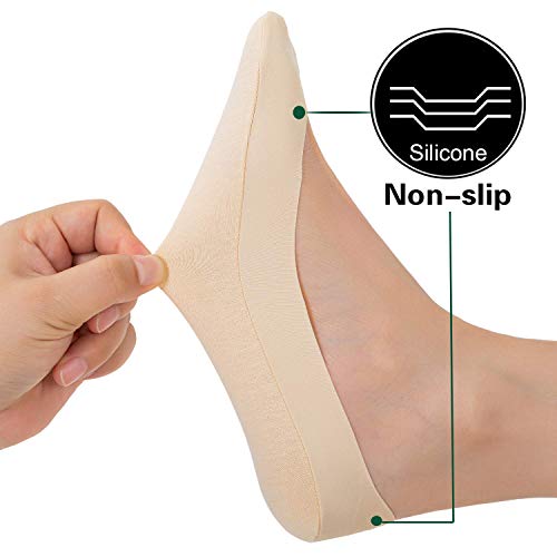 Image of Womens No Show Thin Socks Cotton Nylon Low Cut Liner Non Slip hidden Invisible Socks for Flats Sneaker 5 pack