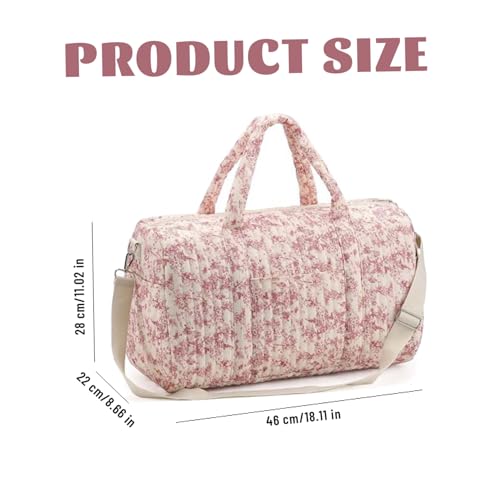 Duffle Bag, 18x8.7x11" Portable Soft Floral Patterned Travel Bag with Strap for Outdoor Travel Women Girls, Bags, Duffle Bags 5