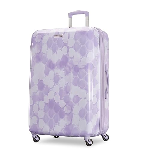 Image of American Tourister Moonlight Hardside Expandable Luggage with Spinner Wheels, Lavender Maze, Checked-Large 28-Inch