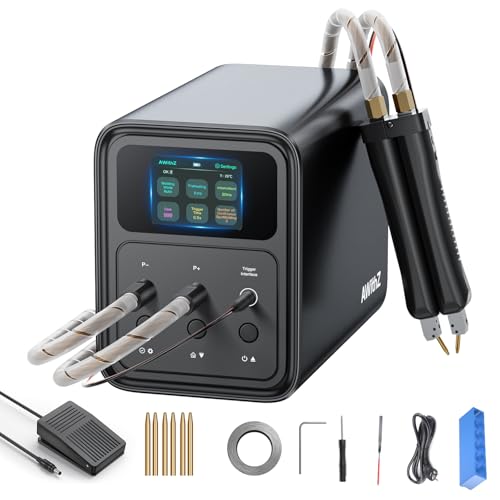 Image of Spot Welder, AWithZ 69.2 KW Capacitor Battery Spot Welder, 2-in-1 Automatic & Foot Pedal Two Modes Spot Welding Pen Battery Farad Welding Equipment for 18650/LiFePO4 Lithium Battery Pack Building