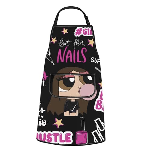 WCGXKO Nail Tech Kitchen Apron - Funny Nail Artist Apron Gift