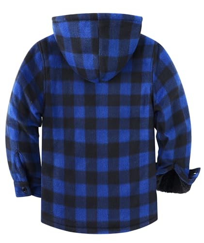 Image of GEEK LIGHTING Boys Flannel Jacket Sherpa Lined Hoodies Zip Up Fleece Plaid Shirt Jackets Winter Outdoor Coat Warm