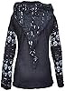 Gheri Women's Skull Printed Slashed Razor Cut Emo Gothic Ribs Hoodie Jacket Black UK 14 #3