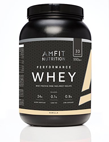 Amazon-Marke: Amfit Nutrition Performance Whey Protein Isolate Eiweißpulver (100% Molkenisolate) mit Vanillegeschmack, 33 Portionen, 990 g