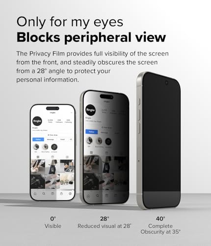 Image of Ringke for iPhone 16 Pro Screen Protector [Easy Slide Privacy, 2 Pack] | Advanced Anti-Spy Privacy Protection, Easy Installation with Alignment Tool, Case Friendly Premium 9H Hardness Tempered Glass