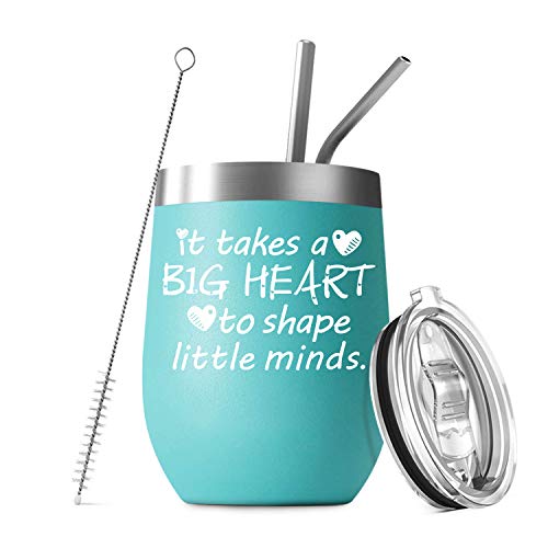 New Product Deitybless Teacher Gifts for Women, Funny Birthday Gifts for Teachers, Preschool Teacher Appreciation Gifts, It Takes a Big Heart to Help Shape Little Minds, 12oz Wine Tumbler