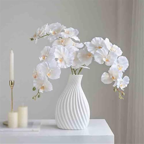 Fleurs décoratives de maison : fausses fleurs blanches en vase - 6
