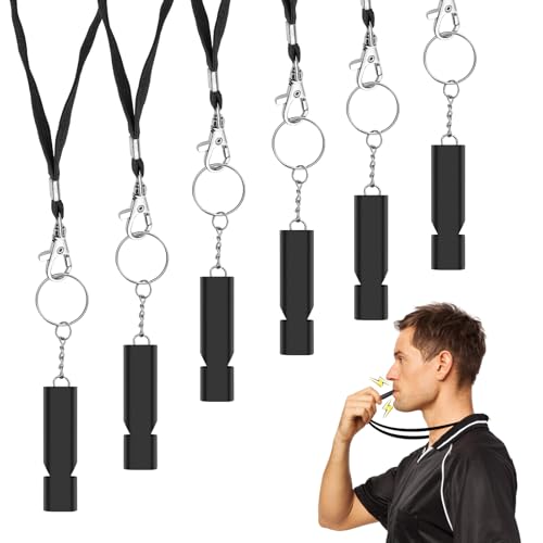 Silbatos de metal 6 pack con cordones para emergencia miniatura 1