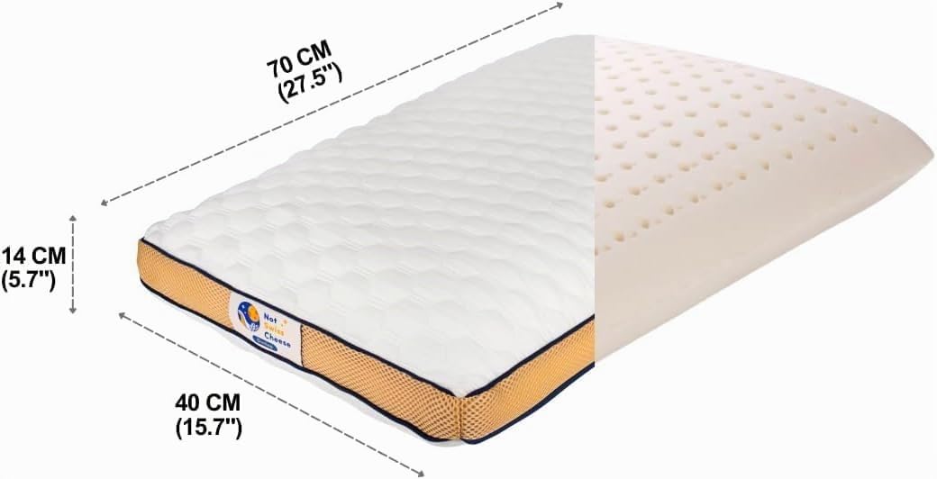 Almohada de Espuma de látex Dunlop 100% del Reino Unido, Almohada ortopédica Cervical de tamaño estándar para aliviar el Dolor de Cuello, 60 x 40 x 14 cm, asequible y Duradera