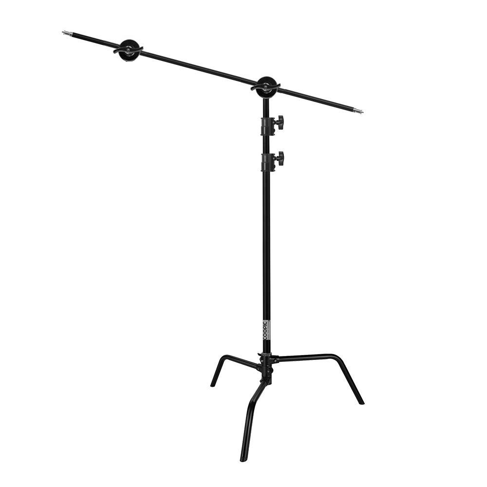 Hollywood 10 feet 3 meters Adjustable C Stand with 1 meter Holding Arm with 2 pieces Grip Head for Video Reflector Monolight and Other Photographic Equipment (BLACK)