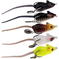 Señuelo Raton Funzhan Señuelo de ratón suave Topwater Frog Cebos de criatura artificial Swimbaits Jerkbait Cucharas Cabeza Jig Ganchos para lucios crappie lucio moteado trucha agua salada agua dulce