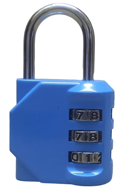 JGG Jain Gift Gallery 3 Digit Padlock/Combination Lock (Blue)