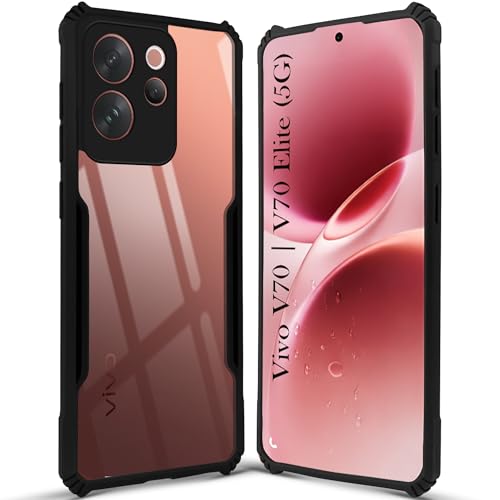Image of Jkobi Hybrid Back Cover Case for Vivo V70 | Vivo V70 Elite 5G (Shockproof with Polycarbonate Clear Panel | Professional Black)