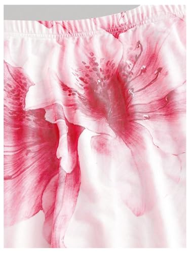 SOLY HUX Women's Plus Size Floral Mesh Midi Skirt Elastic High Waisted Vacation Going Out Skirts3