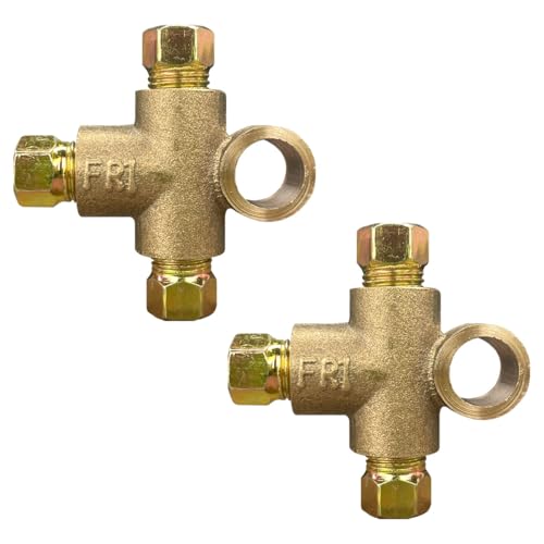 3 Way T-Shape Brake Tee, Alloy Car Brake Tees with 3 Male Nuts Short Union M10, Brake Line Tee Fitting Inverted Female Tees Elbow Connector Replacement Accessories for 3/16in Pipe 10mm (2PCS)