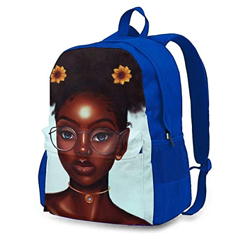 Preisvergleich Produktbild Schulrucksack,Afroamerikaner-Mädchen... Mit Sonnenblumen-Rucksack, Fantastische Rucksäcke Für Sport-Laufen,32x42x14cm