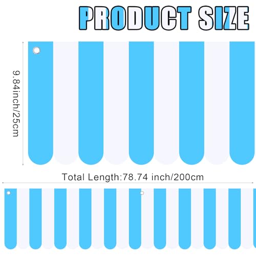 Image of Preboun 3 Pcs Carnival Awning Decorations Tent Circus Hanging Decorations Carnival Banner Concession Stand Sign Canopy Awning for Pirate Summer Party, 9.84''x78.74'' (Blue and White)