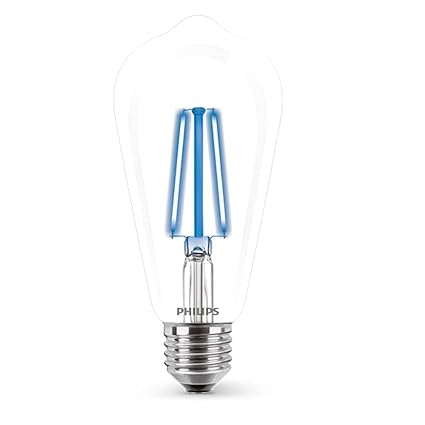 Philips 4-watt E27 ST64 LED Glass Amber Filament Bulb | Decorative LED Bulb for Home Decoration | Blue, Pack of 1