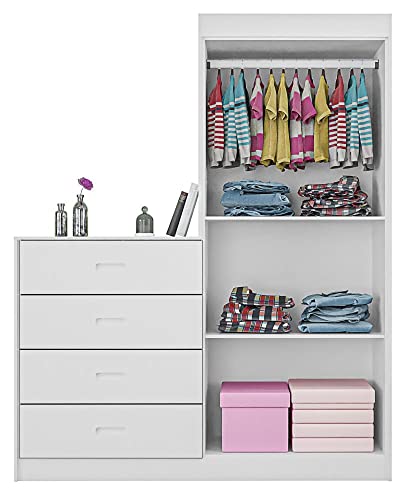 Roupeiro Comoda New Bebe 4 Gavetas 2 Portas Branco Canaã