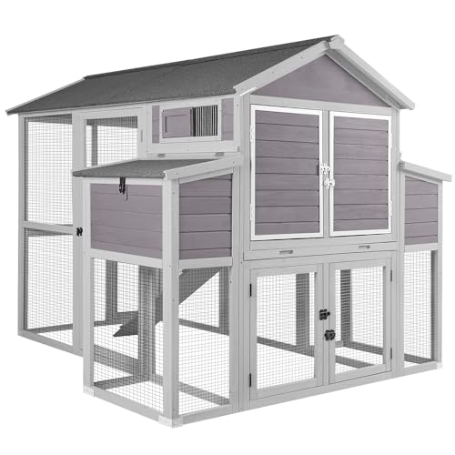 GUTINNEEN Chicken Coop with Nesting & Run for 6-10 Chickens