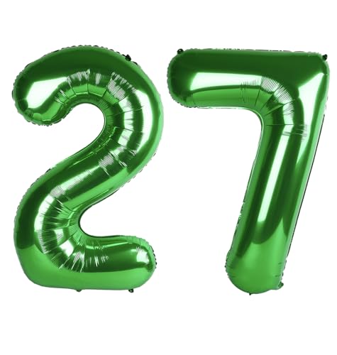 Image of 27 Balloon 40 inch Dark Green Number Balloons for 27 72 Birthday Decoration | Saturated Color, Large 40 in, With Inflation Straw & Hanging Hole, For Back-To-School Season, Forest Picnic Party, Christmas