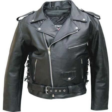 Buffalo Leather Motorcycle Biker Jacket ZIPOUT Lining & Side-Laces2