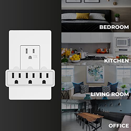 Tania Wiring Devices Ul Listed 3-Outlet Grounded 180 Degree Swivel Wall Tap, Swivel Outlet Extender, Outlet Plug Adapter, Swivel Outlet, 3 Plug Outlet Adapter - White, 1-Pack #TOP5