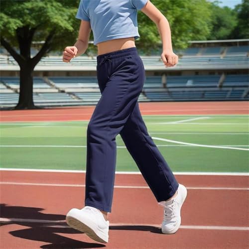 Youth Girls Soft Long Pants High Waist Stretchy Un𝐢form Trousers with Pockets Teen Kids Cotton Joggers Sweatpants2