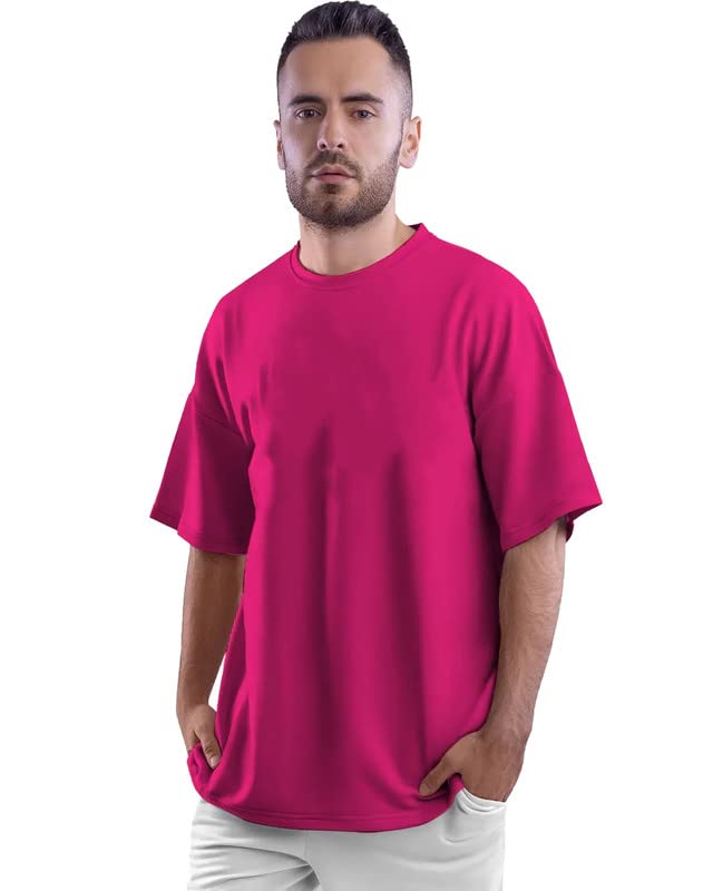 DROBESolid Oversized Cotton T-Shirt for Men and Women/Unisex Oversized T-Shirt/Pure Cotton T-Shirt/Streetwear Everyday Basics