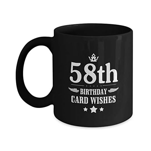 Skämt grattis på födelsedagen mugg för make, pappa, 58:e grattis på födelsedagen kort önskningar, rolig mugg för vuxna - till jul, svart varm kall kaffemugg hållare