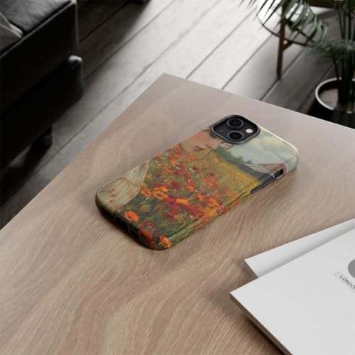 Coque rigide mate iPhone 14 Plus avec illustration champ de fleurs premium