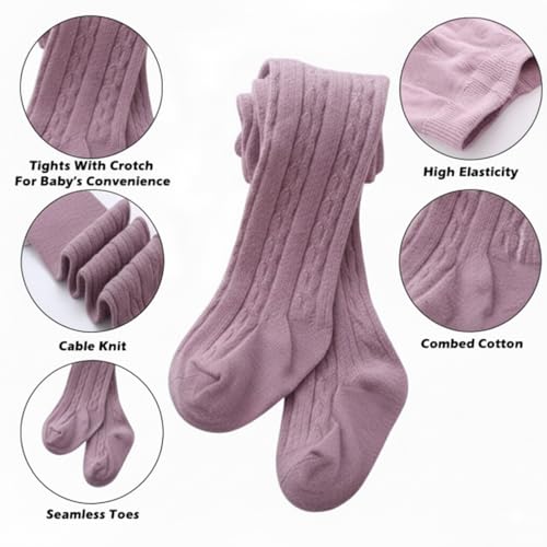 Image of SYGA Baby Tights For Girls Soft Cotton Infant Leggings Toddler Solid Knit Stockings Socks Newborn Warm Crochet Pants