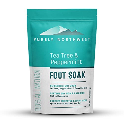 Tea Tree Gift Set for Sore, Overworked & Calloused Feet-Softens & Hydrates. A refreshing blend of Tea Tree & Peppermint Oils Includes: Tea Tree Wash, Soak, Cream & Nail Clippers by Purely Northwest