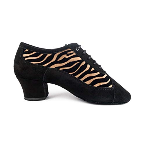 Chaussures de danse Portdance PD703 en nubuck noir et imprimé tigre pour vos cours de danse