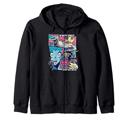 Skater Skating Falling Skate Anime Cartoon Comic Manga Japan Zip Hoodie